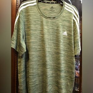 Adidas Olive Green Tee with White Stripes